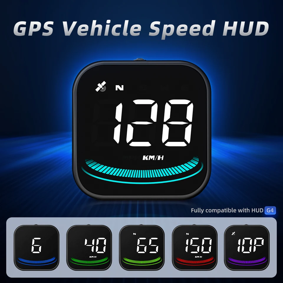 G4 Auto HUD GPS hlava nahor Displej automobilu Projector Schadometer s alarmom Compass pre auto SUV RV Truck Color Light Light