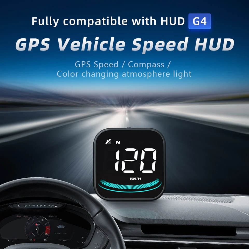 G4 Head Up Display LED Auto Schadometer + kompas + okolité svetlo inteligentné digitálne alarmové pripomienky GPS Auto pre všetky autá