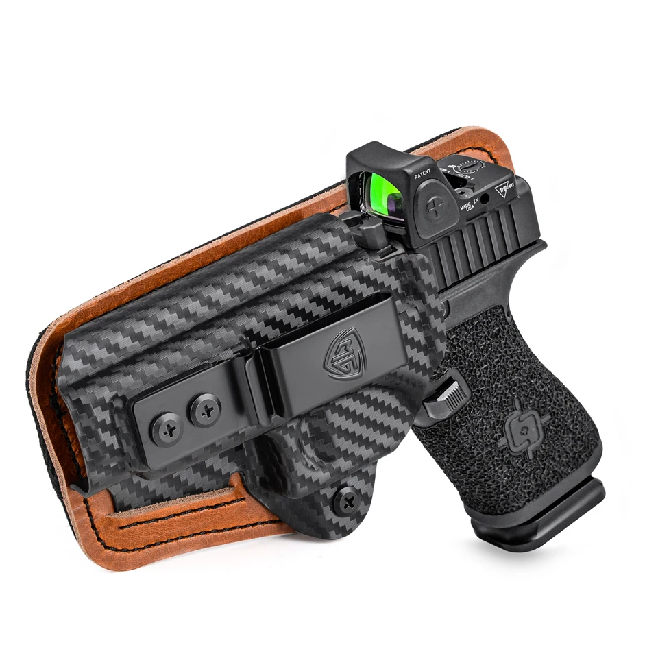 G43/G43X Púčiky s podporovateľom pohodlia, kožené hybridné puzdro IWB Kydex pre Glock 43 43x 48 Žiadne Rail Internal Concealed Carry