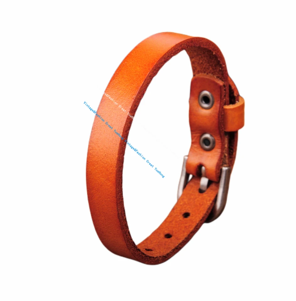 G458 Oranžová jednoducho COON COLRER Single Wrap Originálne kožené náramky Cuff Cuff Pánske