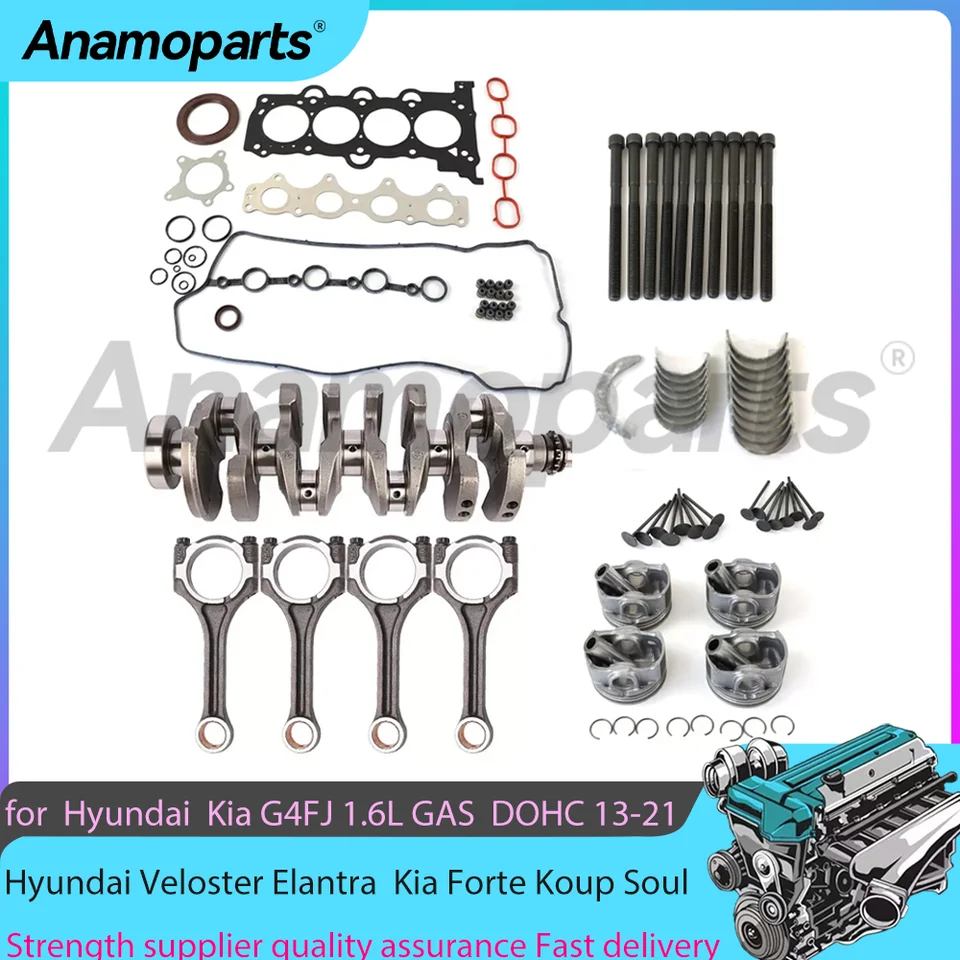 G4FJ 1,6L Motor Oprava oprava kľukového hriadeľa súpravy pre opravu kľukového hriadeľa pre 13-21 Hyundai Veloster Kia Forte 1,6 L L4 Gas Dohc Turbo Turbo