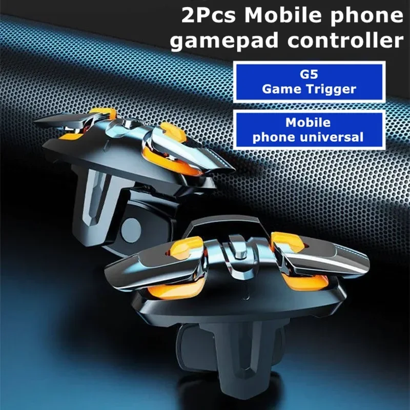 G5 Mobilný telefón Štyri prsty Gamepad Joystick Controller L1R1 Tlačidlo Zliatie zliatiny pre iPhone Android PubG Game Trigger