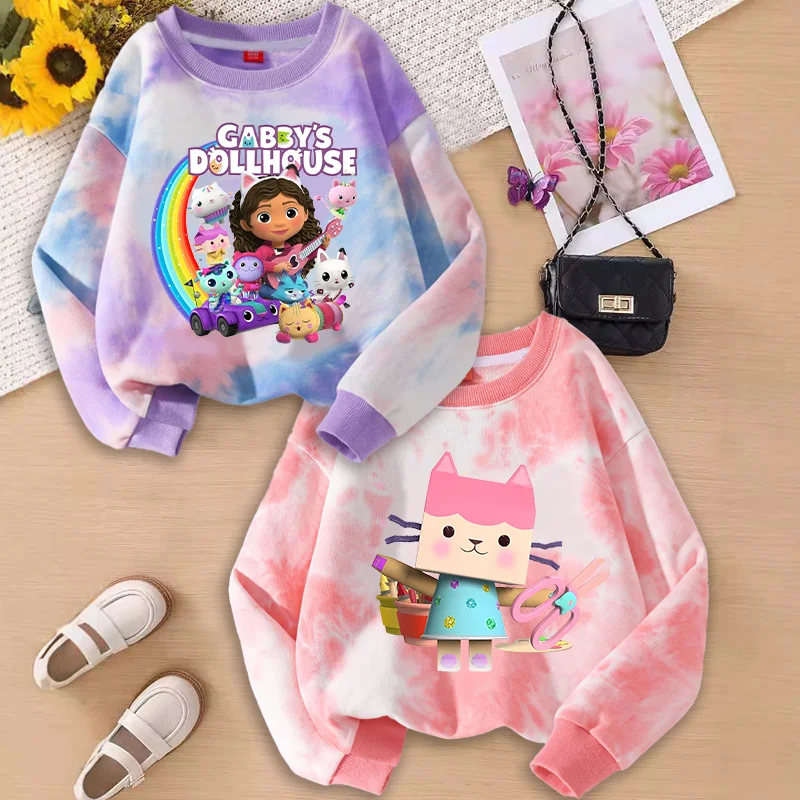 Gabby Dollouh Mikina mikiny deti anime karikatúra roztomilé kravaty oblečenie Spring Jeseň jeseň nové oblečenie chlapec a dievča módne okrúhle vrcholy krku
