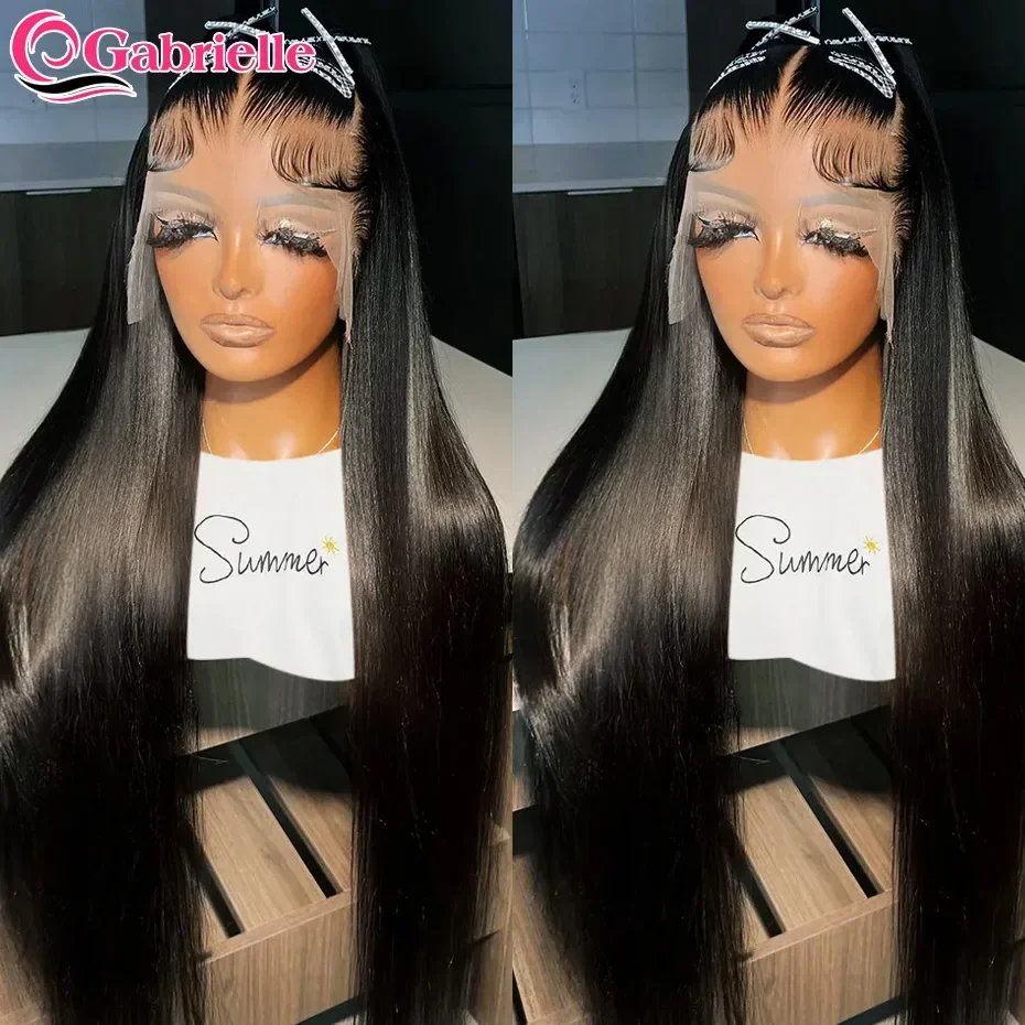 Gabrielle Straight 13x6 Lace predné parochne ľudské vlasy 30 34 palcov brazílsky remy vopred zabalenú čipkovanú čelnú parochňu 13x4 Predaj výletu
