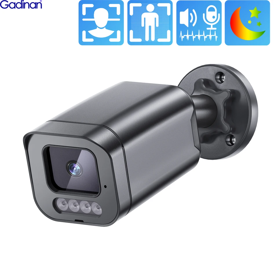 Gadinan 8MP 4K 5MP 4MP Poe IP Camera Outdoor 2 Way Audio Colorful Night Vision IP66 Vodotesný diaľkový prístup Práca s Poe NVR