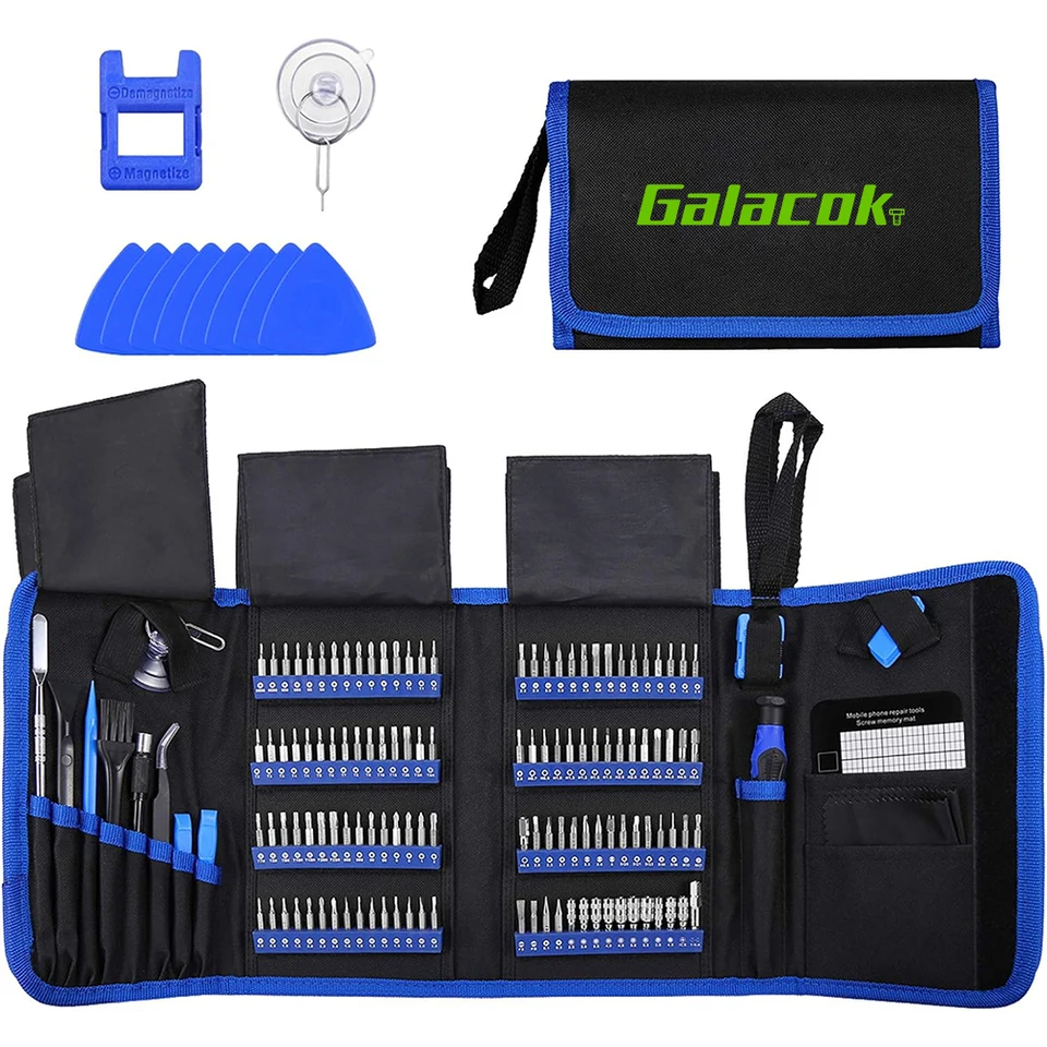 Galacok Precision Screwdriver Set 142 v 1 súprave nástrojov na magnetické opravy s 120 Torx Phillips Hex Bits pre iPhone Xiaomi šperky PC