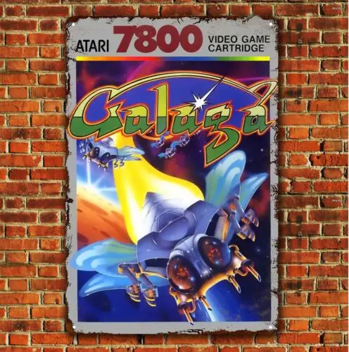 Galaga Video Game Metal Plagát - Zhromažditeľné kovové znaky (8x12in)