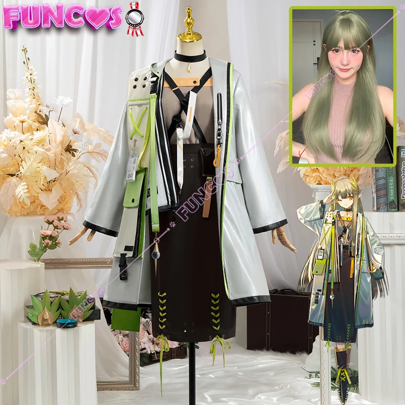 Game Arknights Muelyse Cosplay kostým parochňou mumu excentrický ekológ zelená bunda sukňa zelené dlhé vlasy