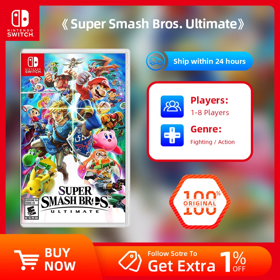Game Deals Nintendo Switch - Super Smash Bros. Ultimate - Hry Fyzická kazetová podpora televízneho stolového vreckového herného režimu