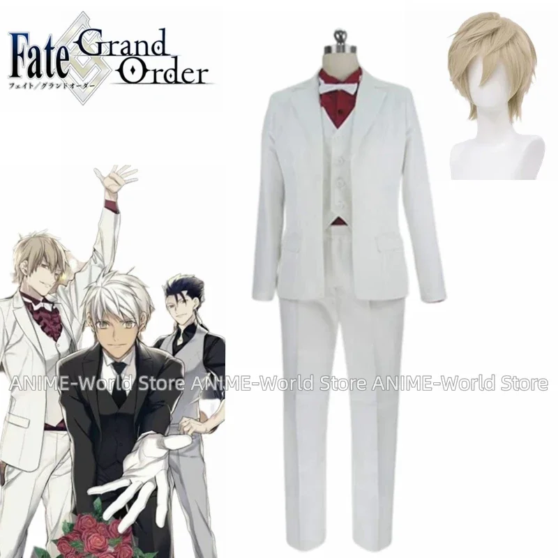 Game Fgo osud veľkolepý lukostrelec Gilgamesh Kiss Your Hand White Suits Party Uniform Cosplay kostým Cosplay