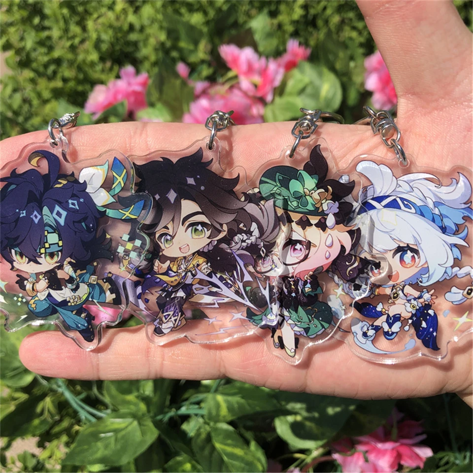 Game Genshin Impact Sethos Mualani Kachina Kinich Emilie Cosplay postava Anime Keychain akrylové kľúče prívesok prívesok Keyring