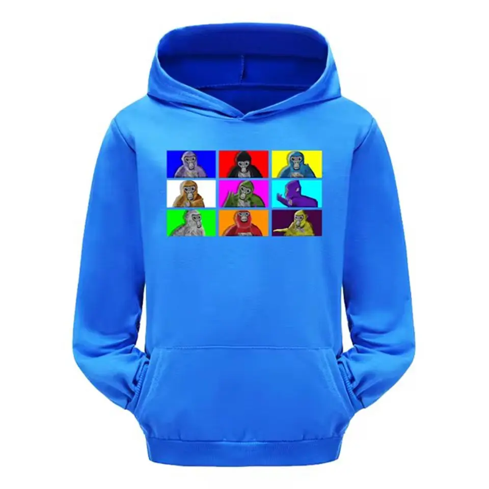Game Gorilla Tag Clothes Kids Cartoon Hoodie Dievčatá módne vrecká chlapci chlapci s dlhým rukávom Coats Detské oblečenie