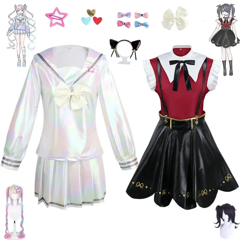 Game Needy Girl predávkovanie cosplay kostým parochňou anime jk uniforma kožená sukňa sada priepasti Kangel ame chan cosplay kostým