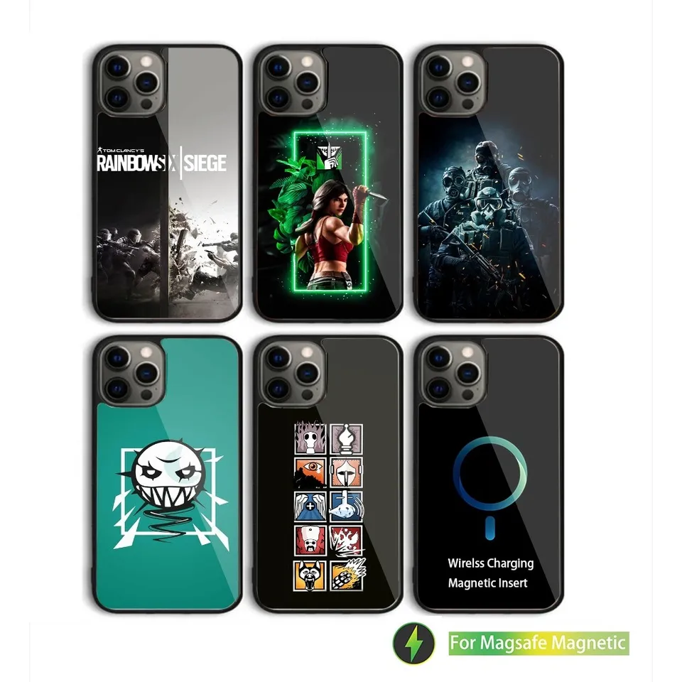 Game R-Rainbow Six S-Siege Pase Pase pre iPhone 15,14,13,12,11, Plus, Pro, Max Mini Magsafe magnetické bezdrôtové nabíjanie