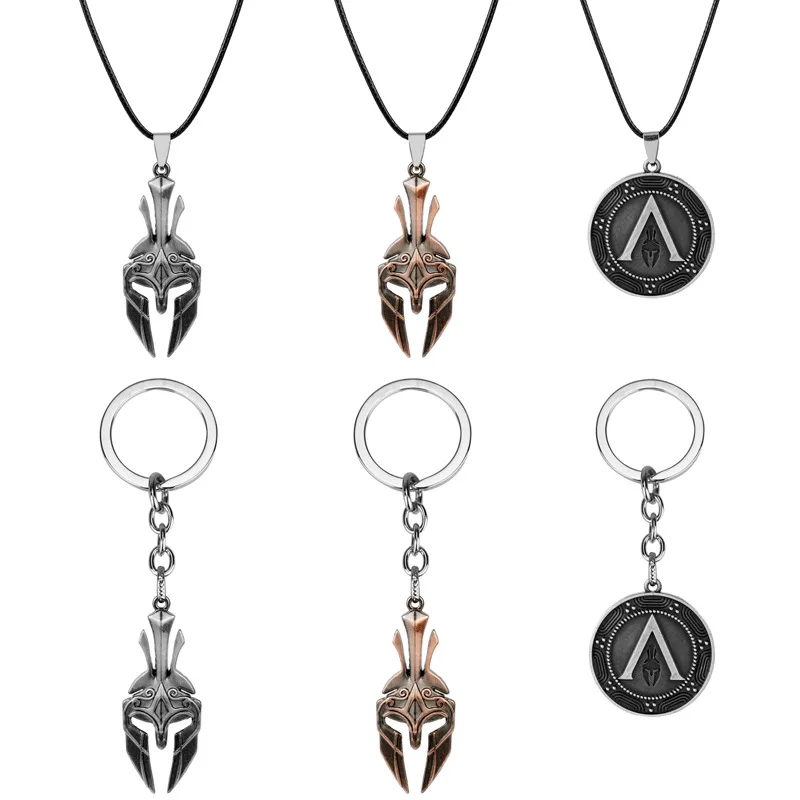 Game Spartan Warrior Keychain Punk Mask Pendant Key Key Key Rings Držiteľ kovového kľúča Cosplay Darček Darček