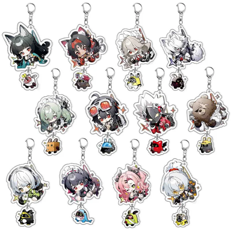 Game Zenless Zone Zero Zero Keychain Ellen Joe Hoshimi Miyabi von Lycaon Nicole Cartoon Cutoen Cutoen Key Chain odznak Ženy Men darček