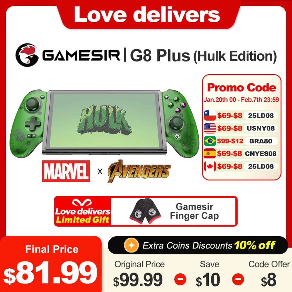 Gamesir G8 Plus Limited Edition Hulk Bluetooth Mobile Game Controller Phone Gamepads Android iOS Nintendo Switch PC Hall Effect
