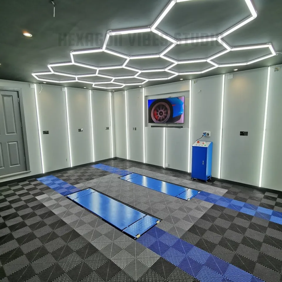 Garážové osvetlenie šesťhranné LED stropné svetlo 110V-240V LED trubice LED trubice pre auto detaily veľké osvetlenie pracovného priestoru