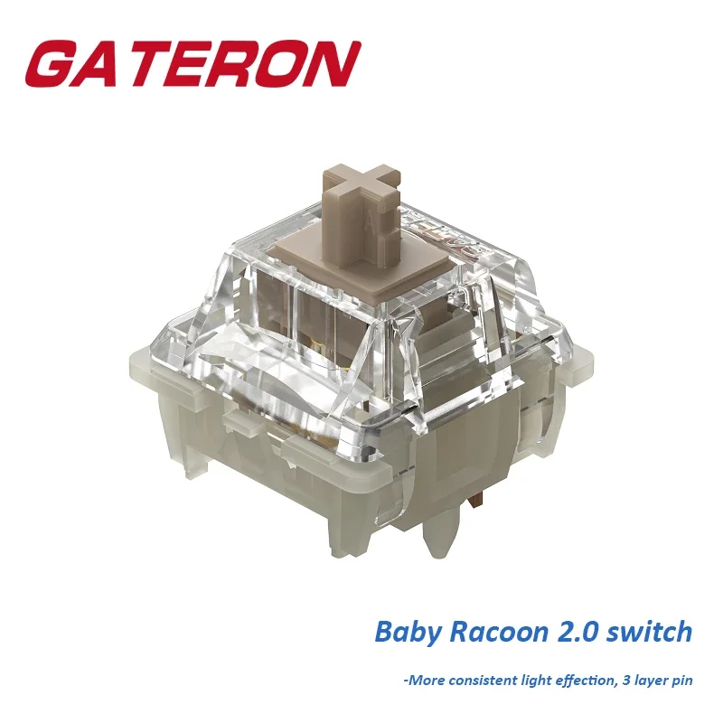 Gateron Baby Racoon 2.0 Switch Lineárne 5pin mechanické spínače klávesnice RGB 55G 20 mm pružinová pružina vopred outfed Custom Gaming Keyboard Kit
