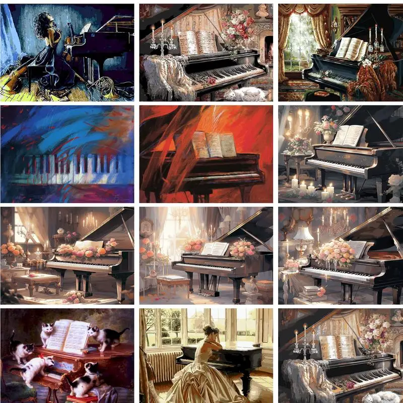 Gatyztorský rámec obrázok Piano krajina maľba DIY maľba podľa čísel pre dospelých
