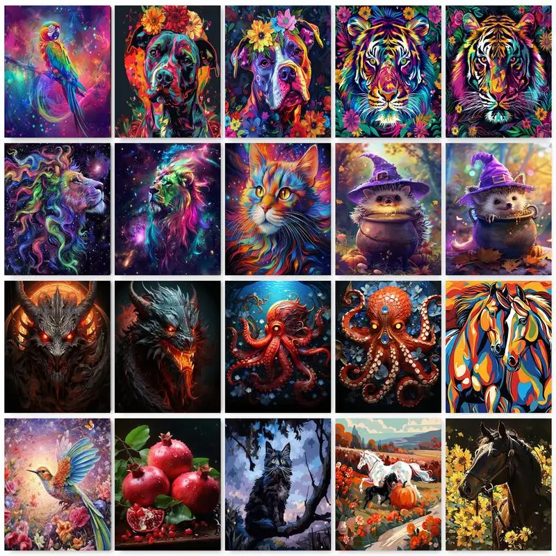 Gatyztory 60x75cm farba podľa čísel pre dospelých farebné zvieratá Canvas maľba ručne maľovaná farba podľa čísel pre dekoráciu steny