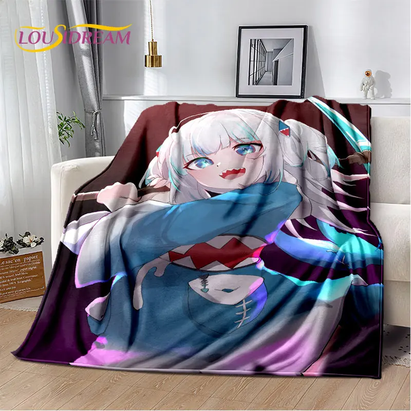 Gawr gura hololive roztomilé anime mäkké plyšové prikrývky, flanelová prikrývka prikrývka pre obývaciu izbu spálňa posteľ pohovka piknik
