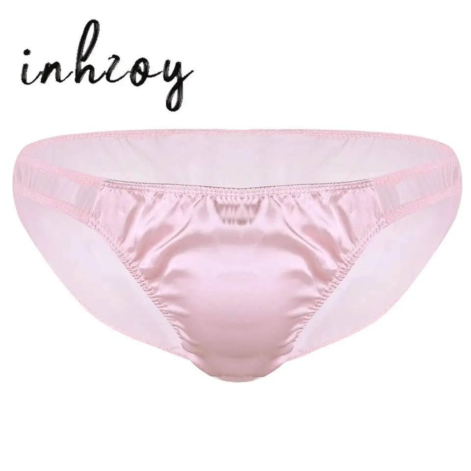 Gay Mens Sexy spodná bielizeň číre sieťové nohavičky Bikini nohavičky saténové vykurovacie puzdro Crossdress nohavičky spodná bielizeň Transparentné spodky
