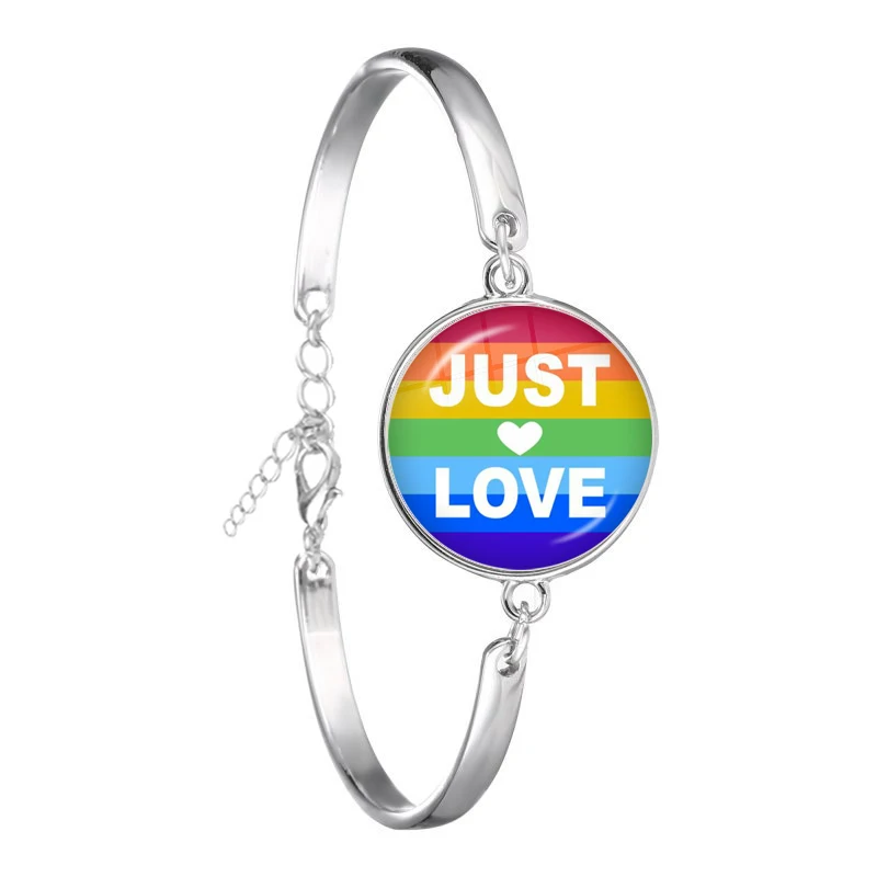 Gay Pride Rainbow Retian Náramok lesbičky LGBT 18 mm sklenené kupoly Cabochon strieborné náramok
