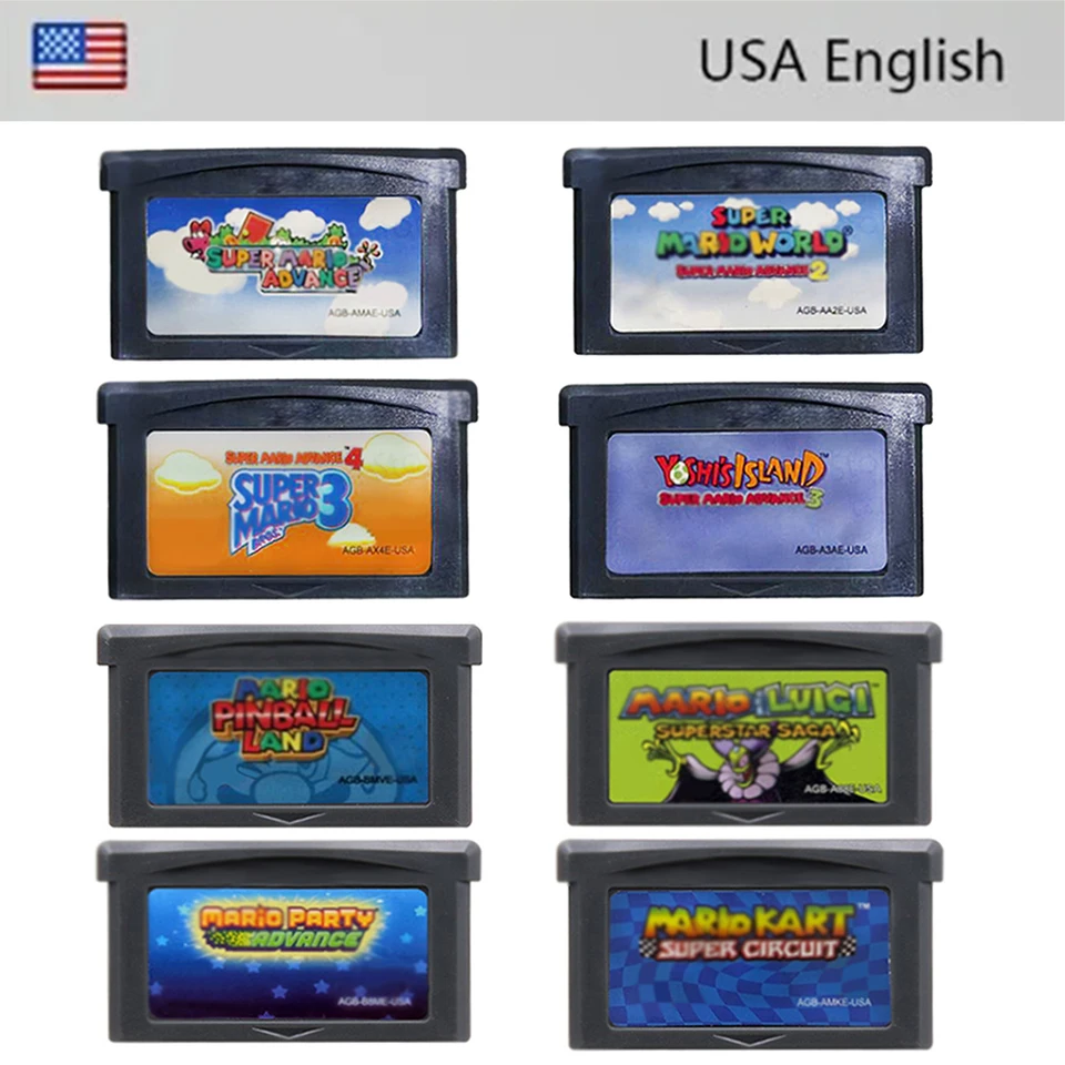 GBA Game Cabtridge 32 Bit Video Game Console Card Mario Series Super Mario Advance Super Mario Bros Mario Kart Of USA Version