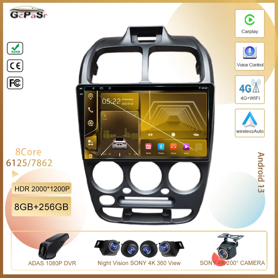GCPASR 7862 pre Hyundai Verna Accent 1999 - 2012 Android 13 5G WiFi BT Stereofónny multimediálny hráč GPS Navigácia č. 2DIN DVD