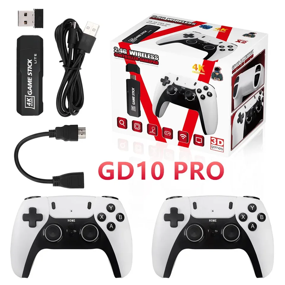 GD10 Pro Video Game Stick Console 2.4G Double Wireless Controller Game 4K 58000 Games 256 GB Retro Games Boy vianočný darček