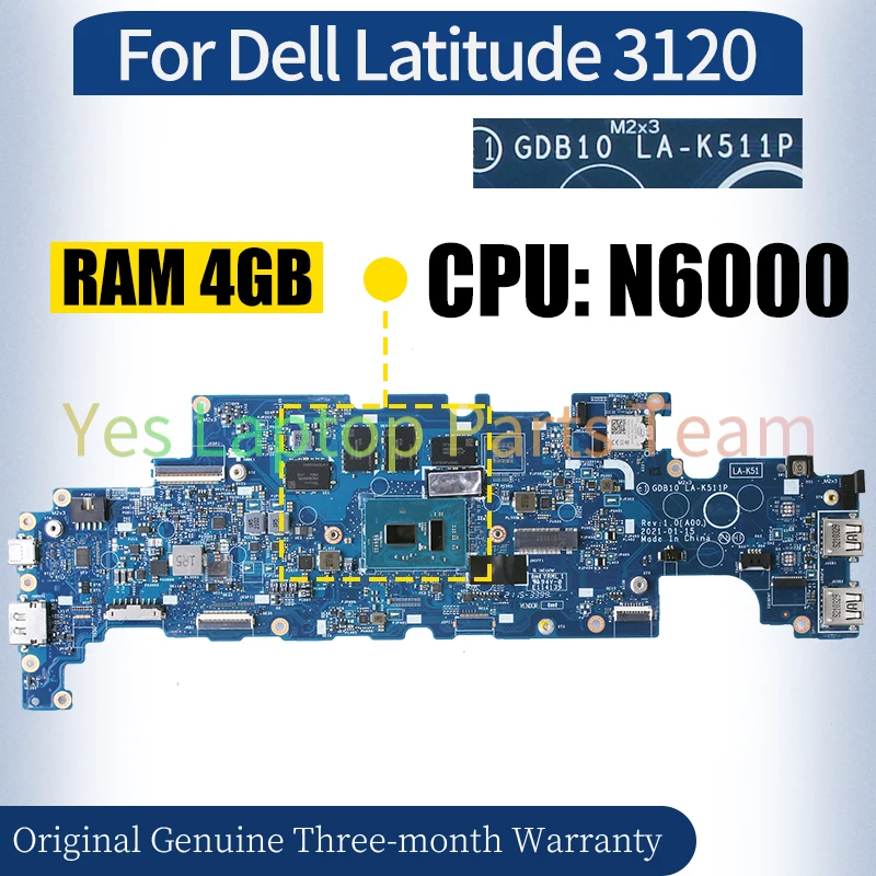 GDB10 LA-K511P pre Dell Latitude 3120 NAPOHOP HEACBOARD 0MY093 09D8H2 0FHYK3 0M12DJ N6000 NOBORKOVÝ KONTROBLO 100 ％ Testované