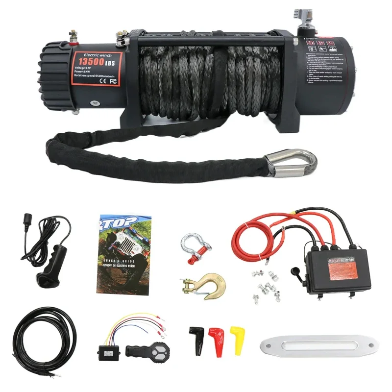 Gear Train Roller Fairlead 13500lbs 12V Elektrický syntetický lano navijak na záchranu vozidla