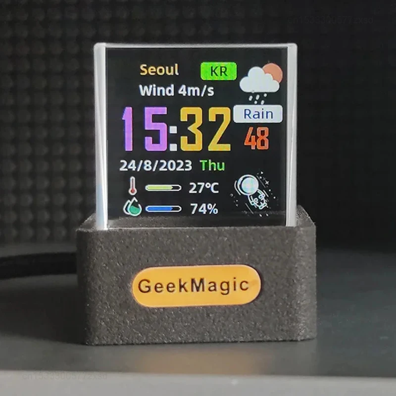 Geekmagic GifV Crystal Cube Photo Displace Holographic Desktop Smart Weather Station Digital Clock s albumom GIF Animations