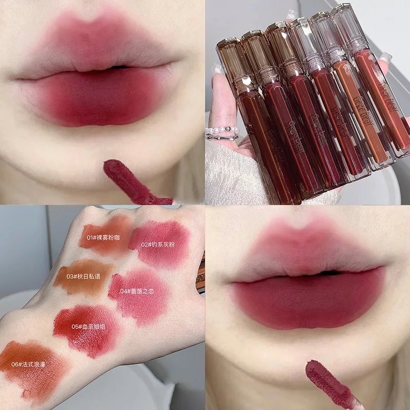 Gege Bear Feather Fog Velvet pery škvrny Downy Fog Matte Študent cenovo zamatový matný domáci make -up rúž na rúž veľkoobchodný makeup