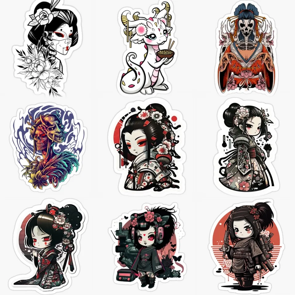 Geisha Ghost lebka kreatívna vodotesná nálepka pre ozdobu automobilový motocykel Bicycle Helma prilba okenná chladnička stena