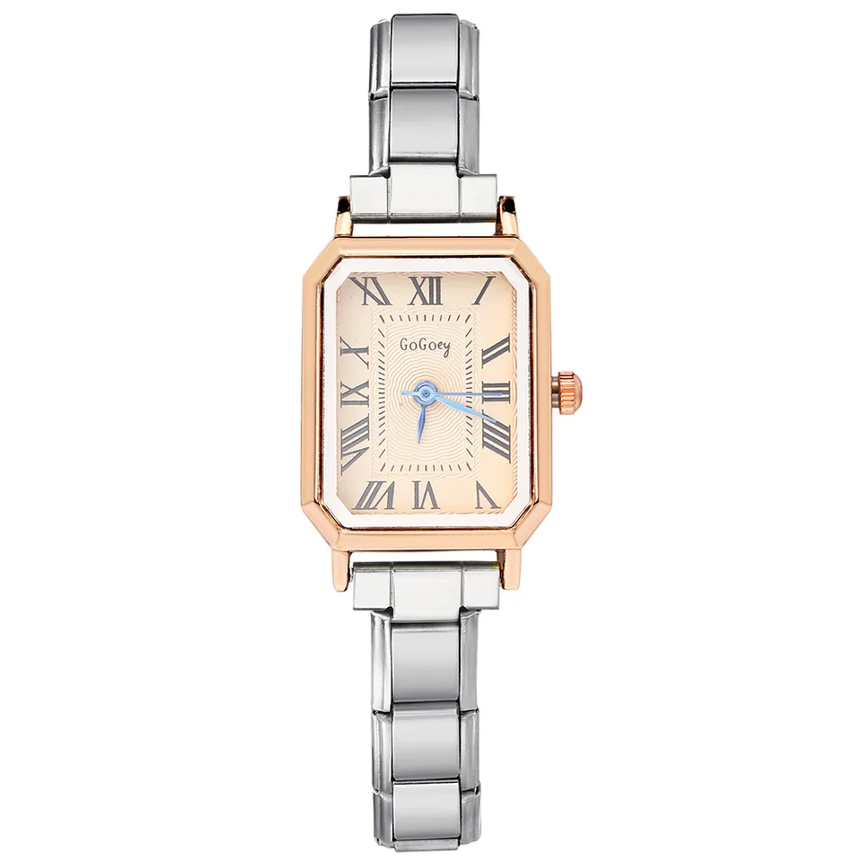 Gemosa Stylish Square Ženy Men Men Quartz hodinky rímske číslice Minimalistický dizajn z nehrdzavejúcej ocele Party
