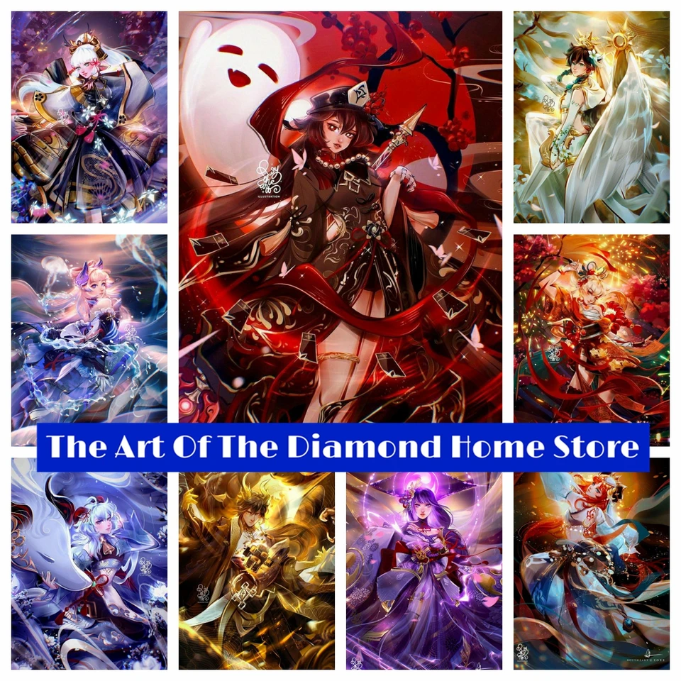 Genshin Impact 5D DIY AB Diamond Painting vyšívanie Ganyu Hutao Game Cross Stitch Diamond Mosaic ručne vyrobený nový zbierka 2023