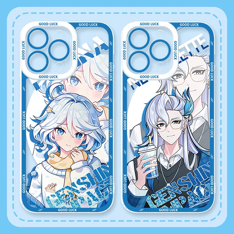 Genshin Impact Case pre iPhone 15 14 Pro Max 13 12 Mini 11 Pro XR XS x 8 7 6 6s Plus SE 2020 Furina Neuvillette Clear TPU Cover TPU