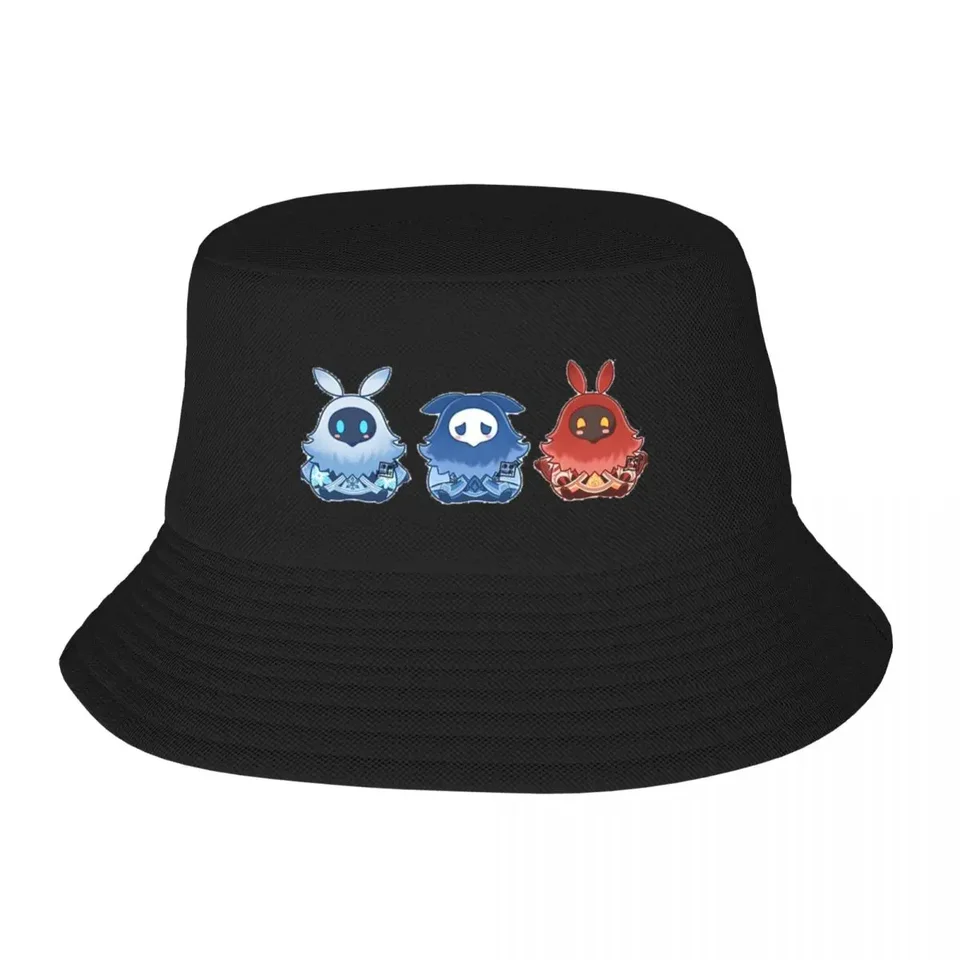 Genshin Impact Chibi Mage z Abyss Pyro, Hydro a Cryo Bucket Hat Hat Hat Sports Cap Cap Trucker Hats for Men