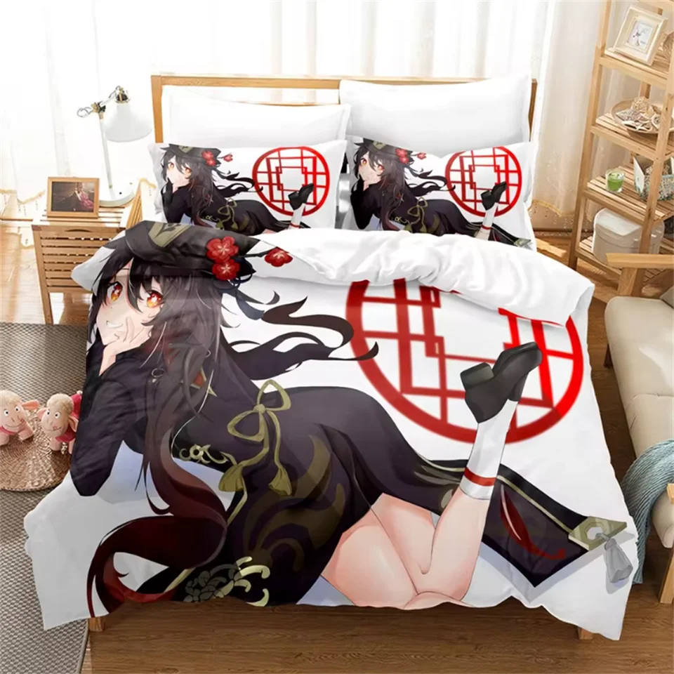 Genshin Impact Chongyun Game Bedding Set 3d Ocy Cover Set Cartoon Bed Linen Twin Queen King Single Veľkosť kvapky