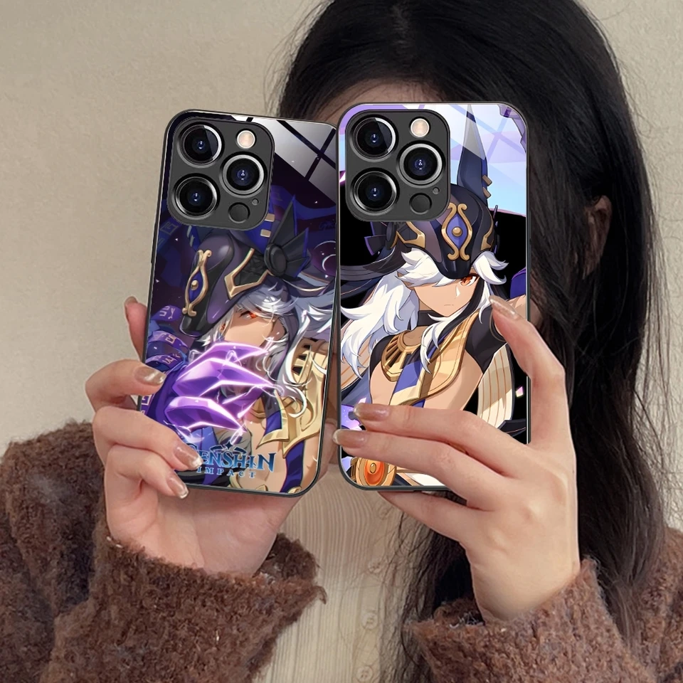 Genshin Impact Cyno Cyno Mobilný mobilný telefón pre iPhone 16 15 14 13 12 11 x xr xs 8 pro Max Plus Mini PC sklo krycí kryt telefónu