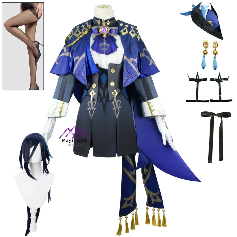 Genshin Impact Game Cosplay Clorinde kostým Play Suit Uniforma Parochňa pre ženy dospelý anime kostým Comic Consfit Nový príchod