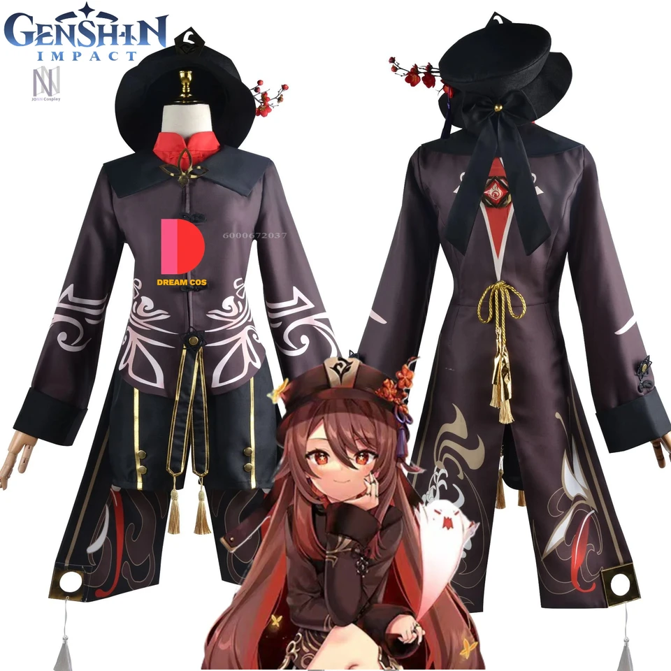 Genshin Impact Game Hu Tao Cosplay kostým Plne set Hutao Anime Outfit Halloween Performance Vysoká kvalita pre fanúšikov Party Event