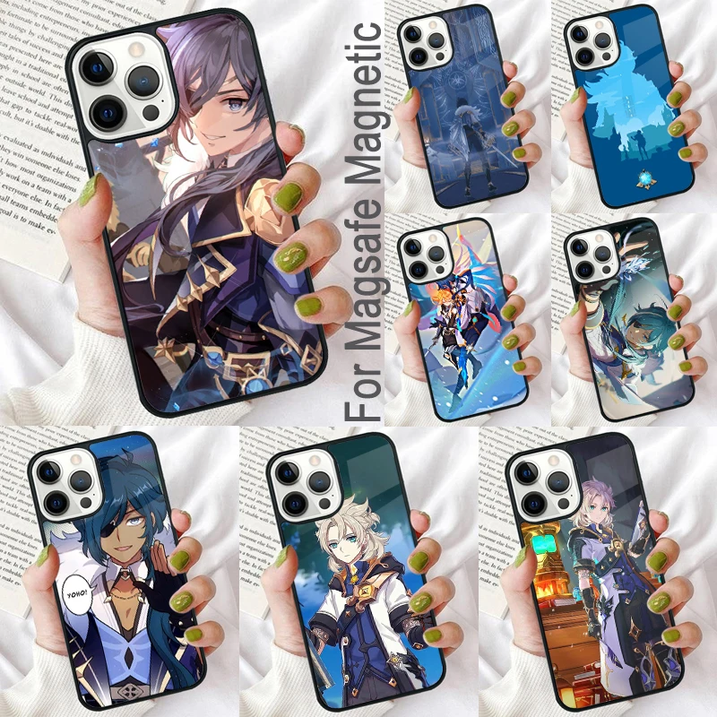 Genshin Impact Kaeya Magnetický mäkký puzdro pre iPhone 16 Promax 15 Pro 13 14 plus 11 12 Mini Magsafe Coque