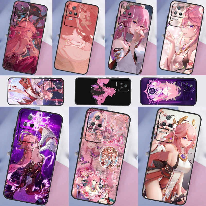 Genshin Impact Yae Miko Case pre Xiaomi 13 12 Lite 11T 12T Pro 12x POCO X3 X5 F5 PRO F4 X4 GT M5S C40 F3 Zadný kryt