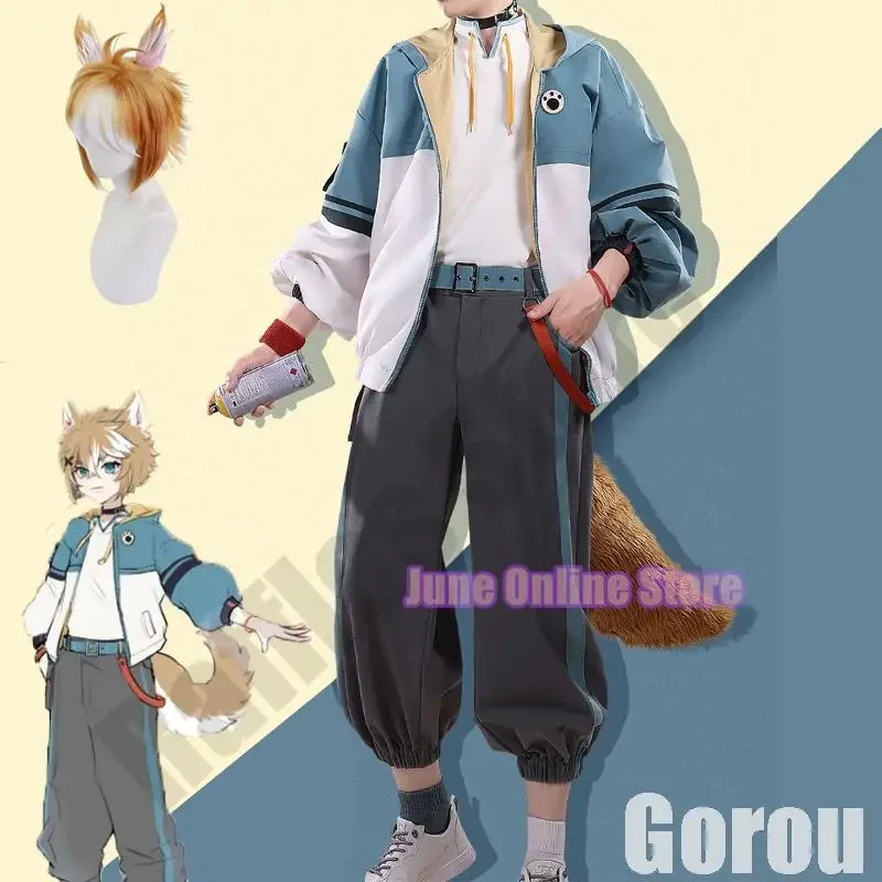 Genshin náraz Gorou Cosplay kostým denný módny muž uniformy Gorou šteniatko elementy oblečenie kostýmy neformálne opotrebenie cos parochne chvost