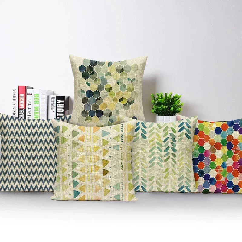 Geometria Vysoko kvalitný vankúšový kryt vankúš Polyester automobil pohovka posteľ domáci dekor vankúšový kryt textilu tlačené vankúšové puzdro