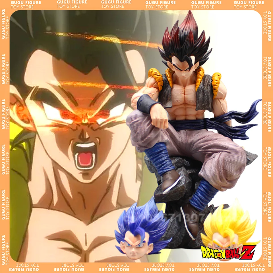Geta anime figúrky getácie SSJ 3 Heads Dragon Ball vymeniteľné 23 cm figurín PVC Model Model Collection Decor Toy Gift