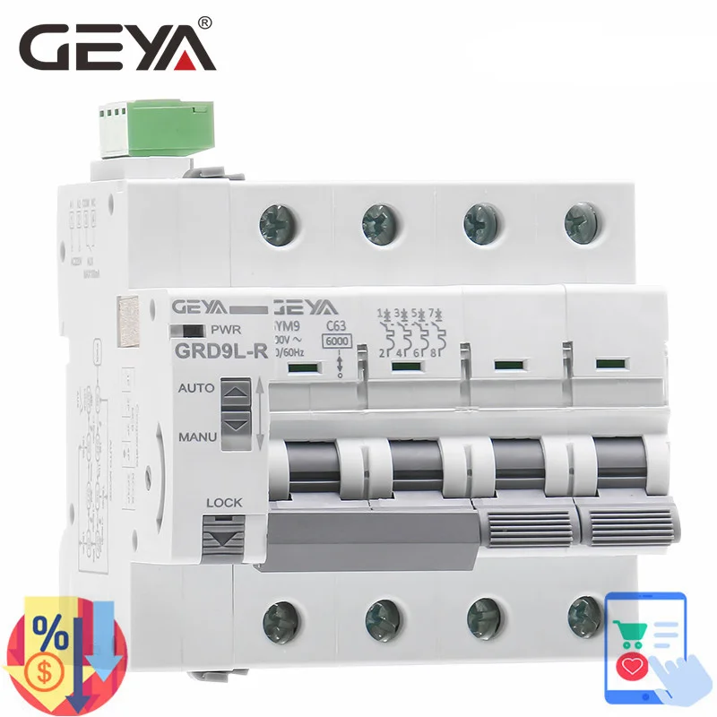 Geya Din Rail Automatic Circuit Reclosers Mini Breaker GRD9L-R Gym9 4pole AC MCB 6KA SMART MCB CE schválená